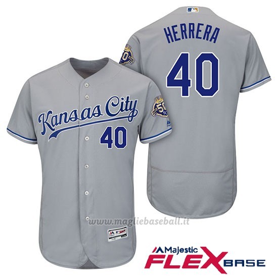 Maglia Baseball Uomo Kansas City Royals Kelvin Herrera Grigio 50th Season Flex Base